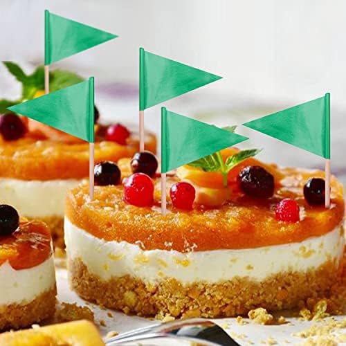 stidsds Solid Green Cupcake Toppers Flags Mini Small Plain Green Triangle Toothpick Stick Flag Blank DIY Color Decoration(100 pcs)