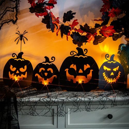 EAMBRITE Halloween Decorations Outdoor, Metal Pumpkin Pathway Lights