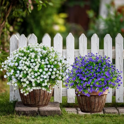 AXYLEX Artificial Flowers for Outdoors, 12 Bundles Fake Plants (White)