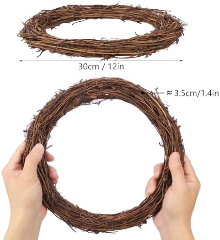 7 PCS 12 Inch Natural Grapevine Wreaths, Round Rattan Wreath Grapevines Wreath Bulk, Grape Vine Wreaths for DIY Crafts, Festival, Christmas, Wedding, Restaurant & Home Decoration