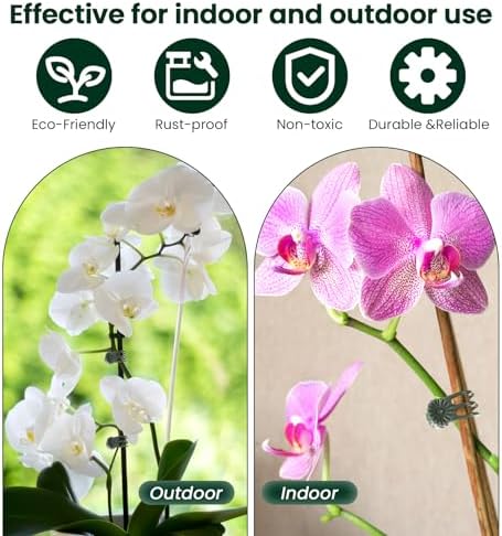 100 Pcs Orchid Clips for Plants Support, Plastic Clips for Plants to Secure Vines & Stems (Green, 2.1 x 1.3 Inches)