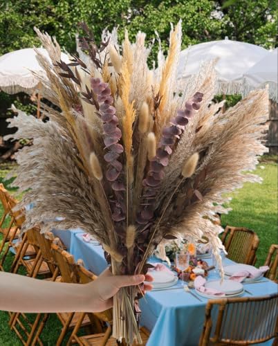 8 Kinds Natural Fall Dried Pampas Grass Flowers Bouquet, Autumn Floral