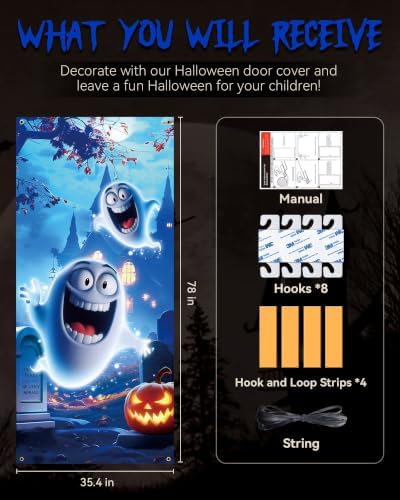 Halloween Door Cover Decor, Outdoor Party Wall Backdrop Sign
