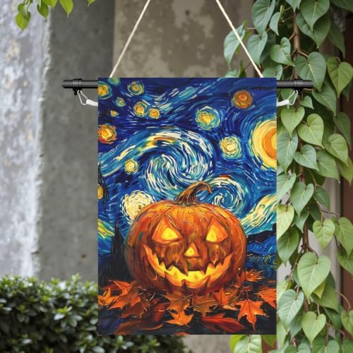 Halloween Pumpkin Garden Flag Van Gogh Starry Night Flags 28x40 Inch