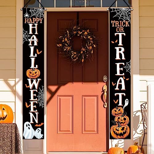 Deroro Happy Halloween Trick or Treat Porch Banner Sign, Jack O Lantern