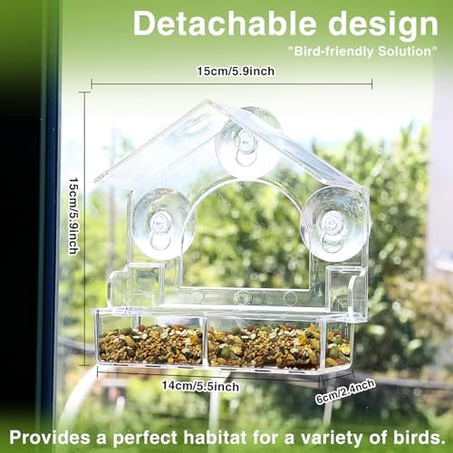 2PCS Clear Bird Feeder for Window