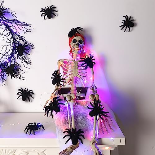 Halloween Hanging Spiders - Realistic Hairy Decorations for Party and Haunted House, 12 Pack