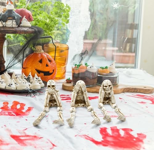 Gift Boutique Halloween Skeleton Statues Set of 3 - with Dangling Legs