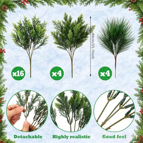 Suncalla 48 Pcs Artificial Christmas Flowers for Outdoors Winter, Classic