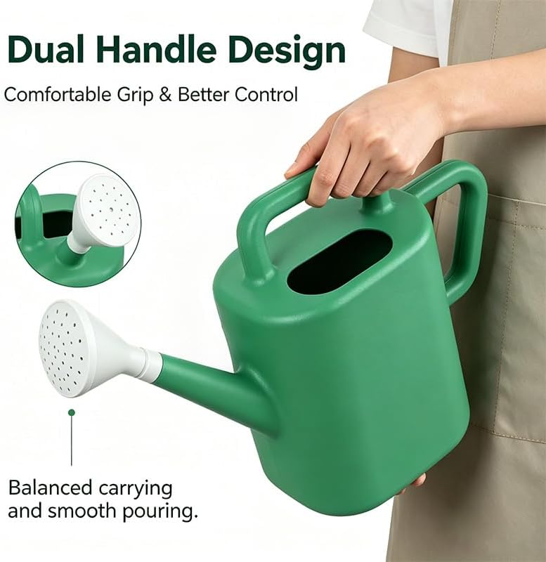 Watering Can Outdoor, 2 Gallon Large Capacity Watering Can, Green Garden Watering Can with Long Spout for Outdoor