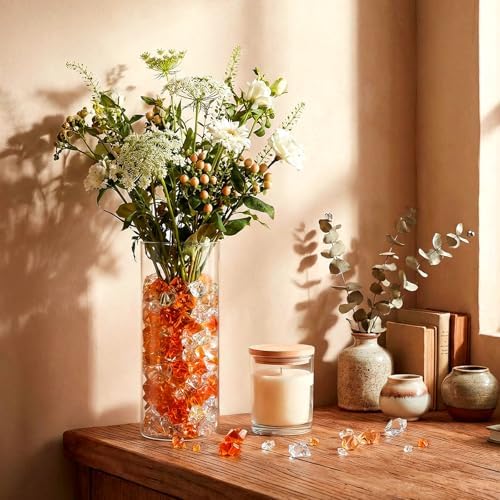 Syhood 570 Pcs Orange, Coffee and Clear Acrylic Gems Plastic Crystals