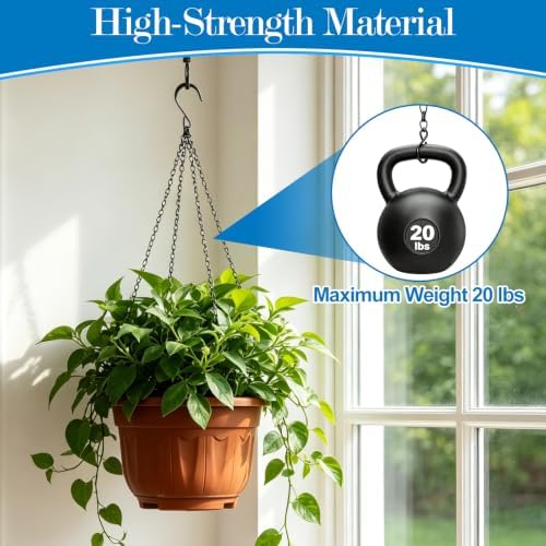 Oligei 3 Pack Hanging Basket Chain, Black Planter Hangers with Hooks, 23 Inch Long Hanging Plant Chain, 4 Point Replacement Chains for Hanging Baskets, Bird Feeders and Lanterns