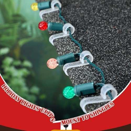 Namalu 100 Pcs Christmas Light Clip Outdoor Gutter Light Clip,Plastic,Clear