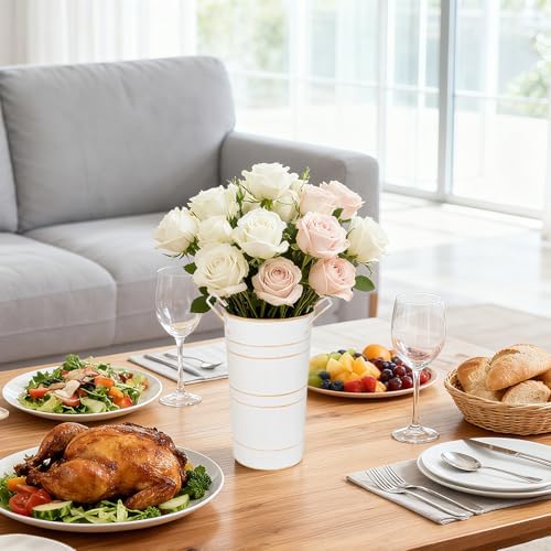 2 Pack Rustic Metal Tall Flower Vase with Handles for Wedding Home Decor