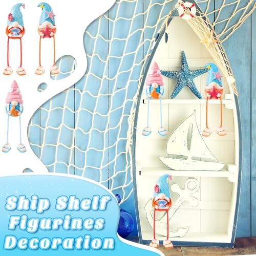3 Pcs Beach Gnome Figurines Summer Coastal Resin Dangling Legs