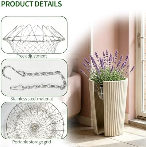 Adjustable Height Planter Inserts,Plant Risers for Tall Planters Large Pots,12-18" Planter Insert,Planter Filler Elevate Plants With 4 Hooks Chains for Indoor Outdoor Planters Wedding Party Decor