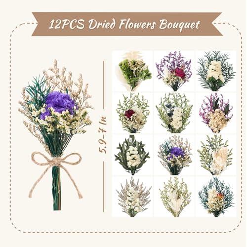12/24 PCS Charming Dried Flowers Bouquet for Vase