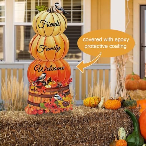Fall Pumpkin Garden Stakes,Thanksgiving Decorations Outdoor for Yard Art