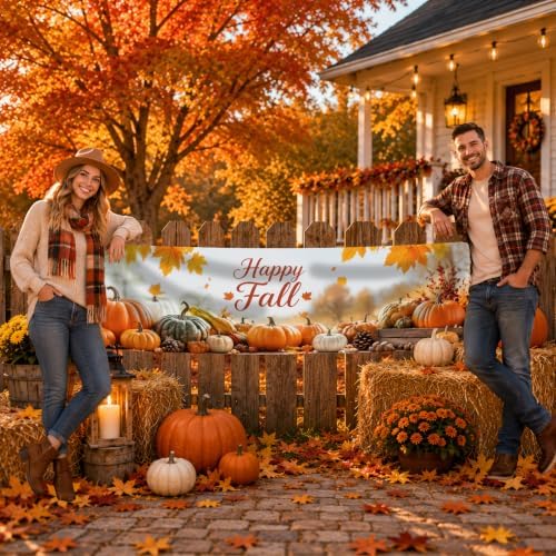 Nuxovilar Happy Fall Banner,78.7"x17.7" Polyester