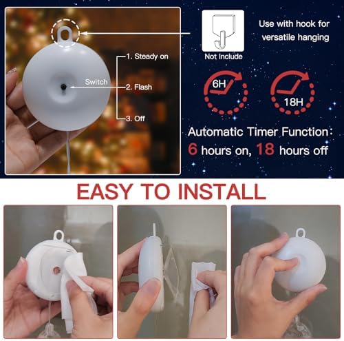 suddus Christmas Window Lights Decoration, Tree,Jingle Bell&Deer Multicolor