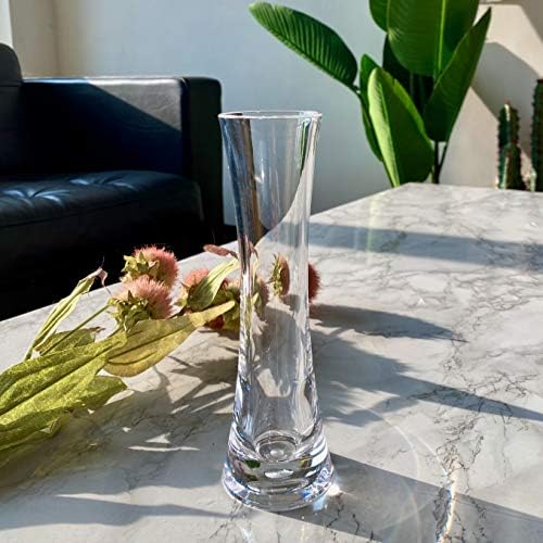 KLIFA- Small Acrylic Round Bud Vase, Shatterproof, High Transparency, Plastic Single Stem Vase, Clear, Hight 7.52 inch, 1 pc