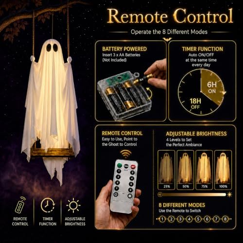 Large 5.3ft Pre-Assembled Hanging Swing Ghost Halloween Decorations Outdoor