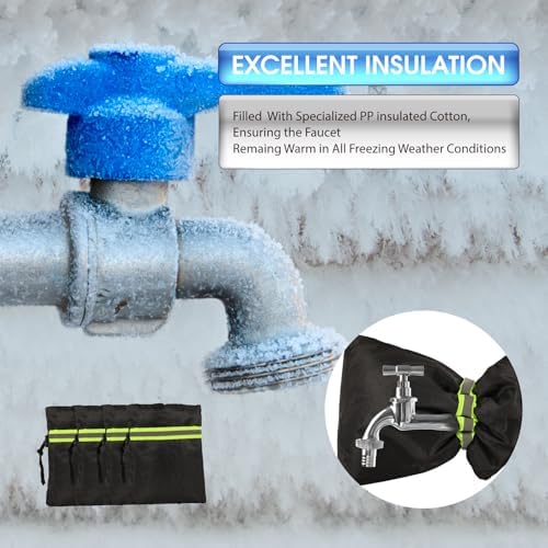 Outdoor Faucet Cover for Winter, 4 Pack Water Socks for Freeze Miser, 8.5"x6.8" Spigot Hose Bib Covers, Reusable Freeze Protection Pipe Insulation