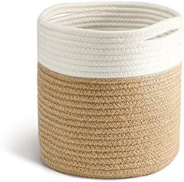 TIMEYARD Rope Plant Basket, Planter for Indoor Plants, Jute Mixed White