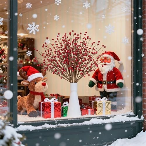 Christmas Decorations 24 Pcs Christmas Berry Stems 17inch Red Berry Picks for Xmas Tree Centerpieces Winter Holiday Flower Arrangements Home Centerpieces DIY Ornaments