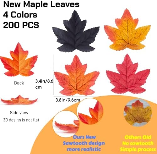 Fake Leaves 3.4 inch Fall Leaves Decor for Halloween Thanksgiving