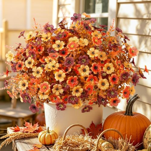 SHareconn 24Pcs Artificial Fall Flowers UV Resistant Fake Mums for Outdoors