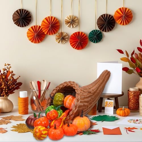 Kichvoe Small Cornucopia Basket: Handmade Grapevine Harvest Basket Rattan Fall Christmas Storage Container, Decorative Wicker Fruit Bread Serving Table Decor