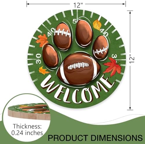 Deroro Welcome Fall Football Sign for Front Door Decor, Autumn Sport Dog
