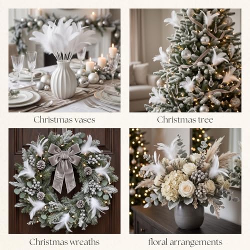 12 Pcs White Dove Feather Pick Christmas Tree, Feather Craft