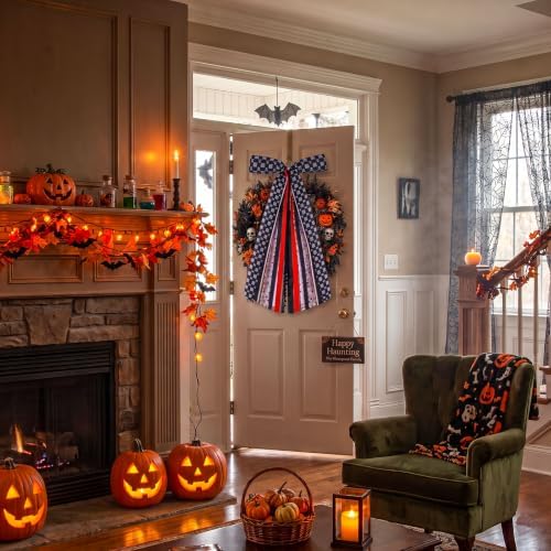 Halloween Wreath Sash Halloween Wreath Bow, 11.8*23.6" Wreath Bow Decor