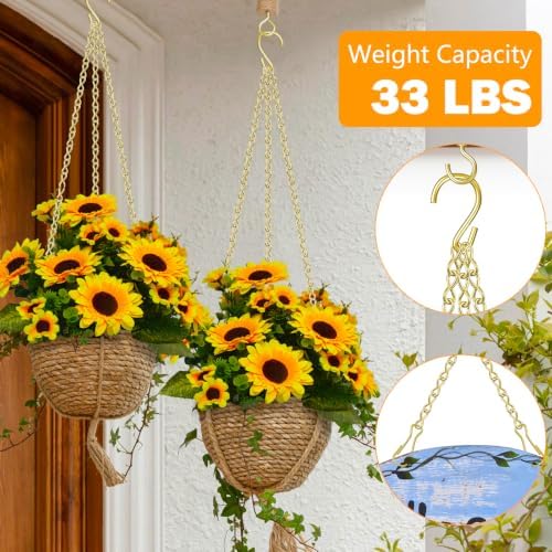 79 Inch Gold Hanging Chain with Plipers for Hanging Flower Baskets