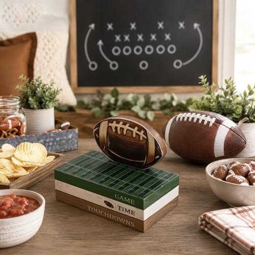Smile Fall Wooden Decor Signs Football FALL Y'ALL Tiered Tray Tabletop Signs for Autumn Harvest Thanksgiving Game Day Decor