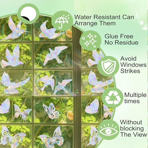 28Pcs Bird Window Strike Prevention, No Glue Window Decals to Prevent Bird