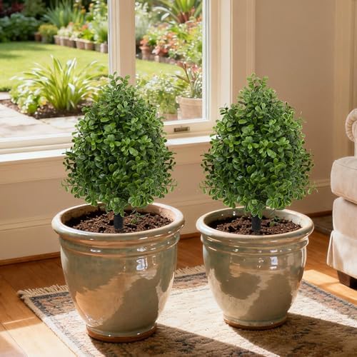 Bdor 22" Artificial Boxwood Topiary Bushes Ball Trees Outdoor Decor, 2PCS