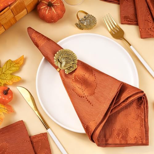 Kochorie 24 Pcs Thanksgiving Napkins & Turkey Napkin Rings Bulk Fall Leaves