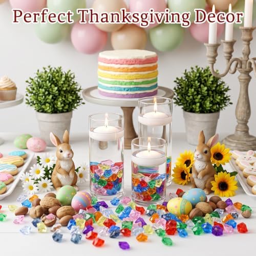 160 Pcs 10-Color Acrylic Fake Ice Cubes, Vase Filler Gems and Table Scatter