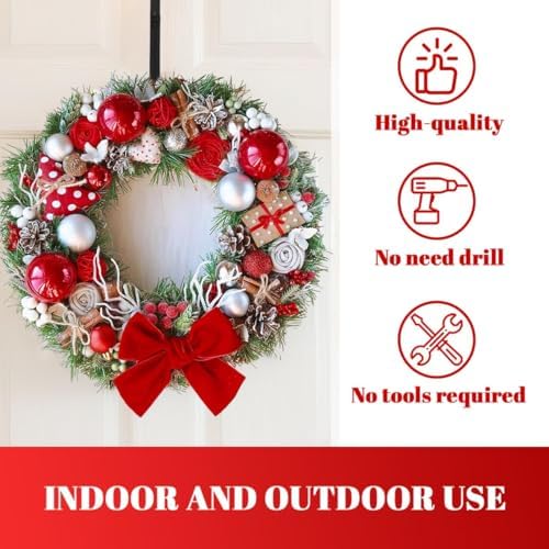 Metal Wreath Hanger for Front Door, Adjustable Wreath Hanger from 12-20"