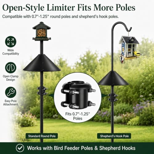 Metal Squirrel Baffle for Bird Feeder Pole with Spring, Fits 0.5"-1"