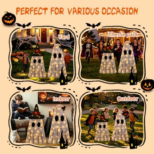 2 Pack 30Inch Halloween Decorations Outdoor Light Up Ghost Decor