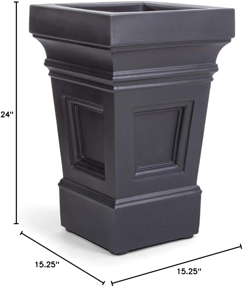 Step2 Atherton Square Planter, Large Planters for Outdoor Plants, Gardening and Flower Pot for Patio or Porch
