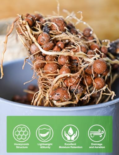 TOYPOPOR Leca Clay Pebbles for Plants, (6 Quarts) Leca Balls, Lightweight Clay Ball, Potting Mix, Grow Media Used for Drainage, Decoration, Aquaponics, Hydroponics and Other Gardening Essentials