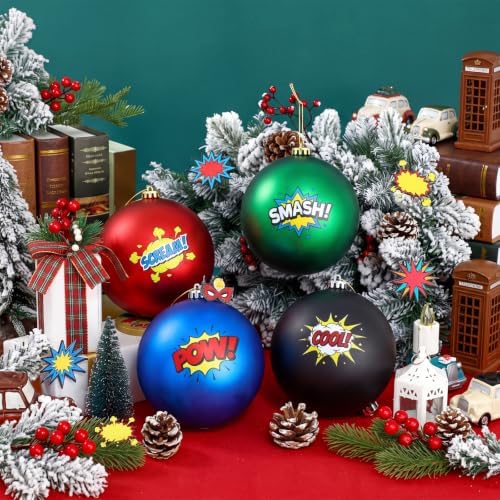 Tigeen 4 Pcs 6'' Large Hero Themed Christmas Ball Ornaments Decoration