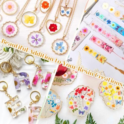 318 PCS Pressed Flowers Butterfly Stickers for Craft, Real Dried Pressed Flowers Bulk Natural Dry Flowers Floral with DIY Butterfly Stickers Tweezers for Art, Resin Mold, Candles, Soap, Jewelry Making