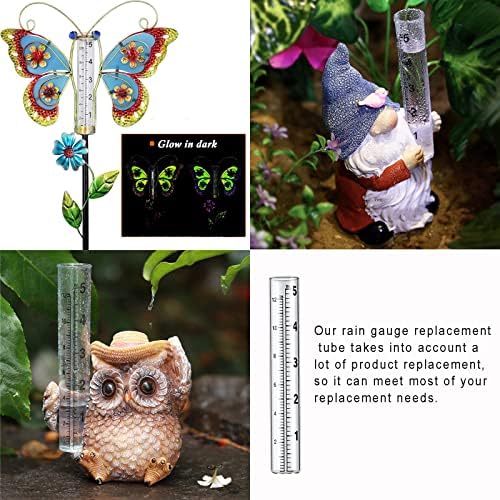 YZDTECH 4 PCS Rain Gauge Glass Replacement Tube, Glass Rain Gauges Replacement Tubes Best Rated for Yard Garden Outdoor Lawn, 5 inch with Tube Brush