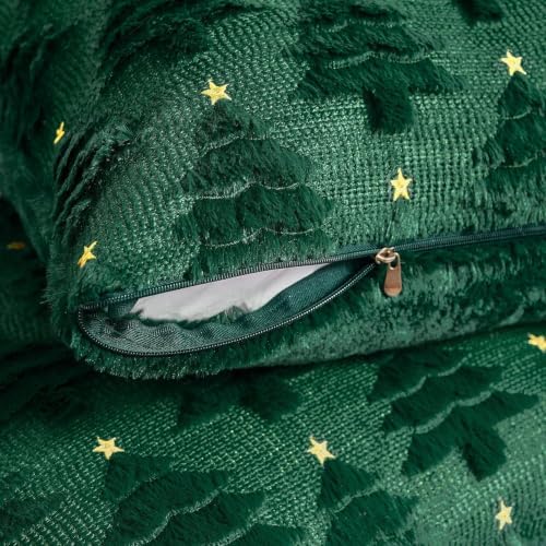 Softalker Christmas Pillow Covers 20x20 Set of 2, Green Xmas Tree Decor